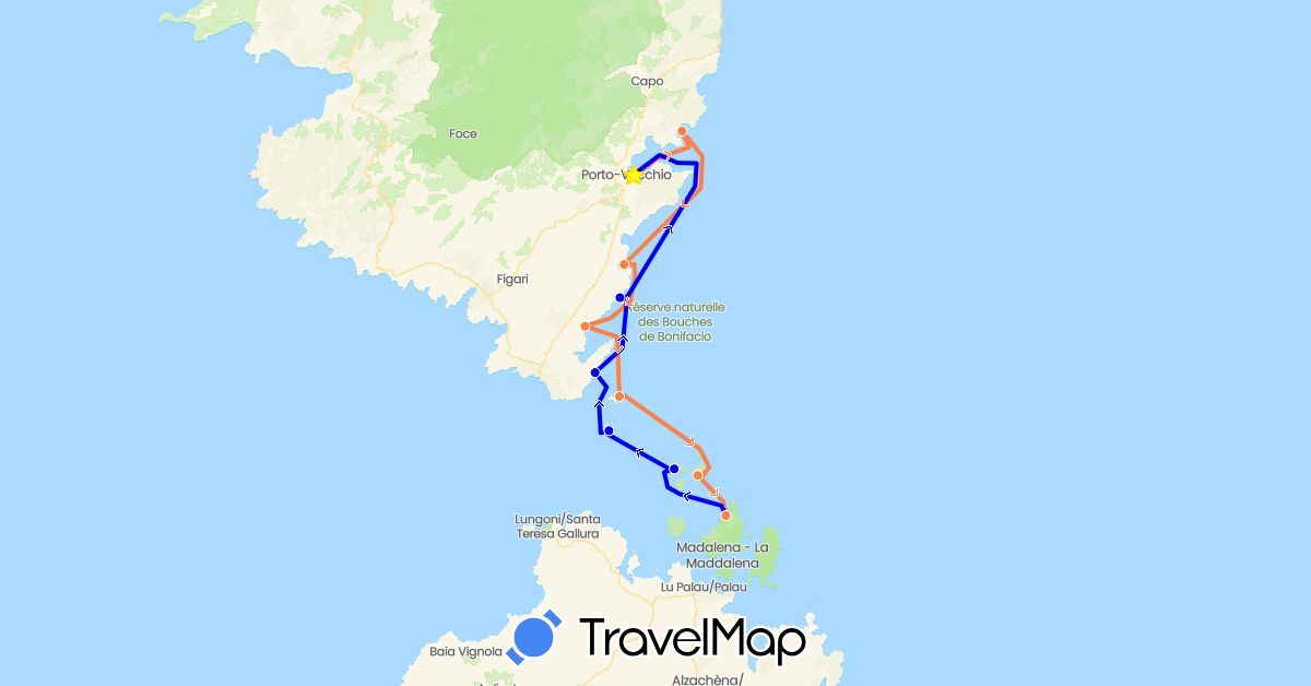 TravelMap itinerary: croisière porto-vecchio porto-vecchio, aller, retour