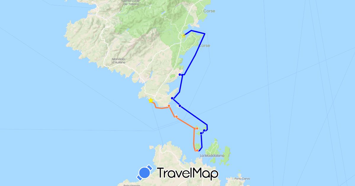TravelMap itinerary: porto-vecchio bonifacio, aller, retour